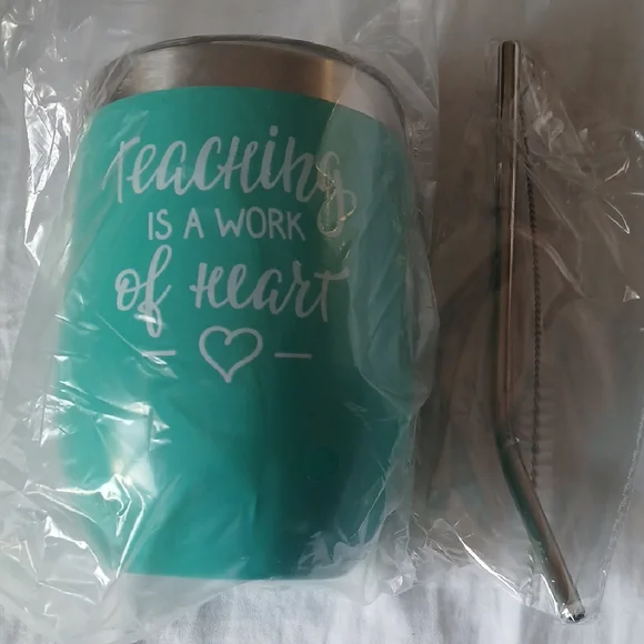 Teal Insulated Tumbler with Straw - Picture 2 of 6